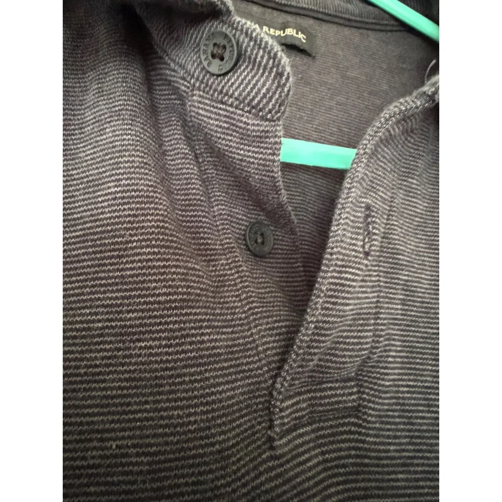Banana Republic Polo Shirt Mens XL Charcoal Grey Short Sleeve Micrco Pin Striped